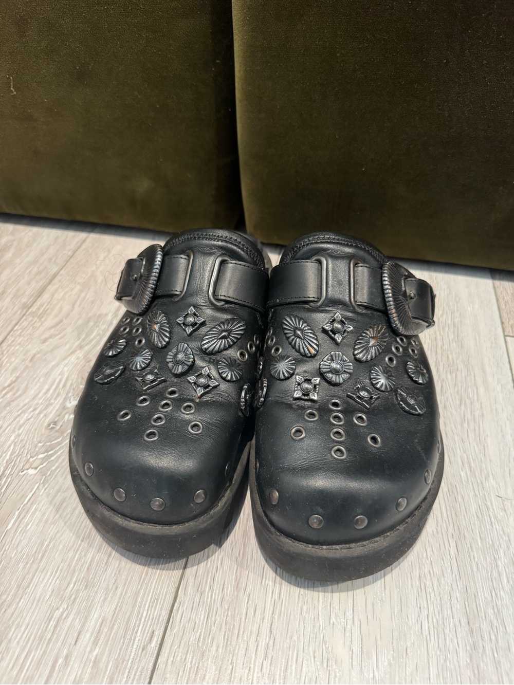 TOGA Pulla Black Studded Leather Clogs